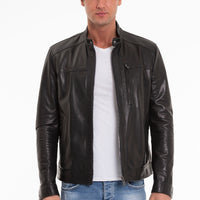 The Poleo Black Leather Men Jacket