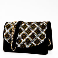The Nampula Black Glitter Suede Leather Handbag