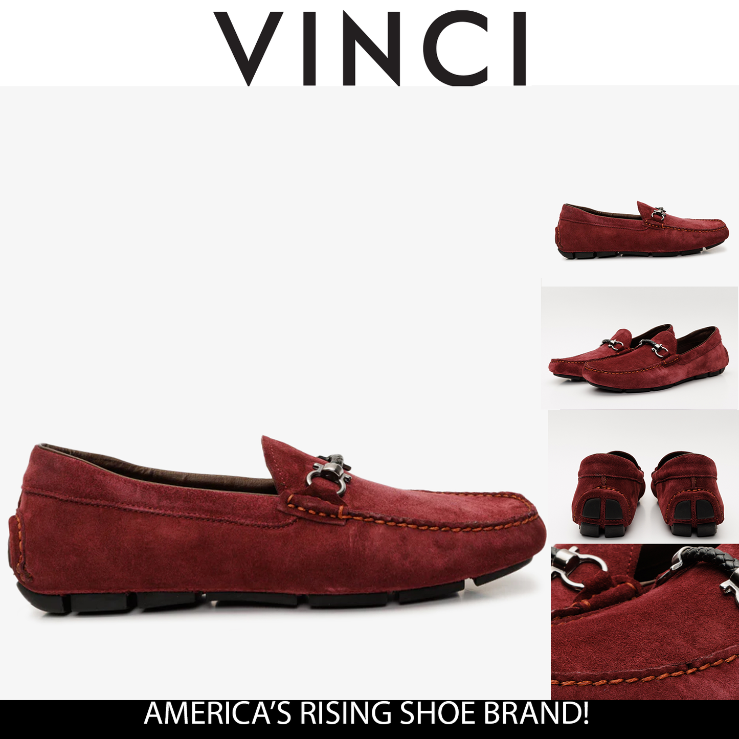 Mocasín Bit Drive de piel de ante burdeos Bari para hombre