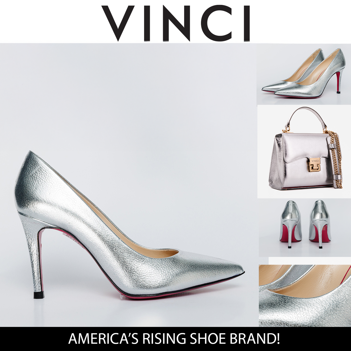 The Ege Silver Leather Pump Fuchsia Sole Women Shoe