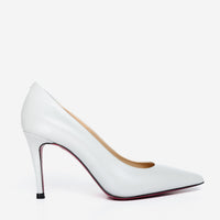 The Ege White Leather Pump Fuchsia Sole Women Shoe