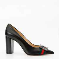 Zapatos de tacón de bloque de cuero negro Afega para mujer
