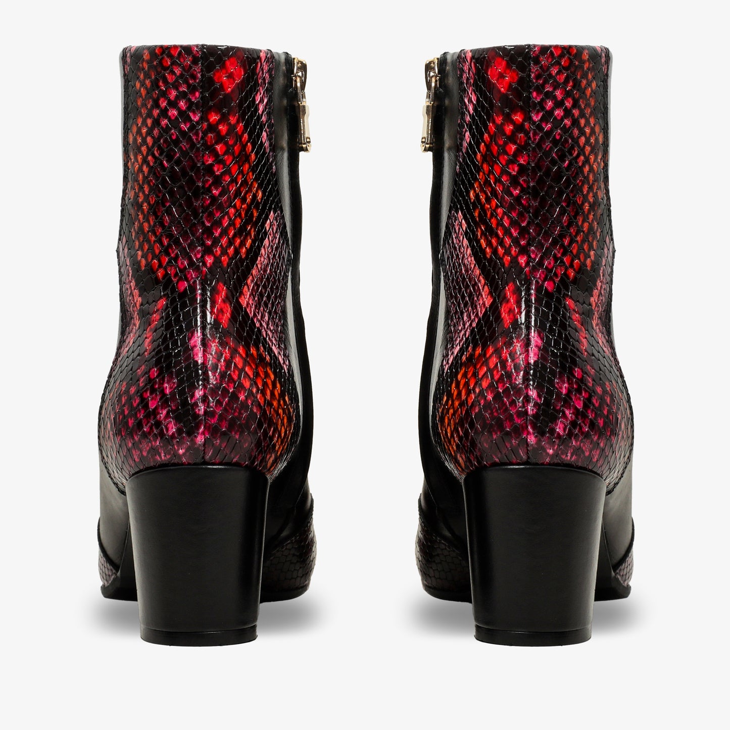 Gray Black & Fuchsia Leather Block Heel Women Boot - 4