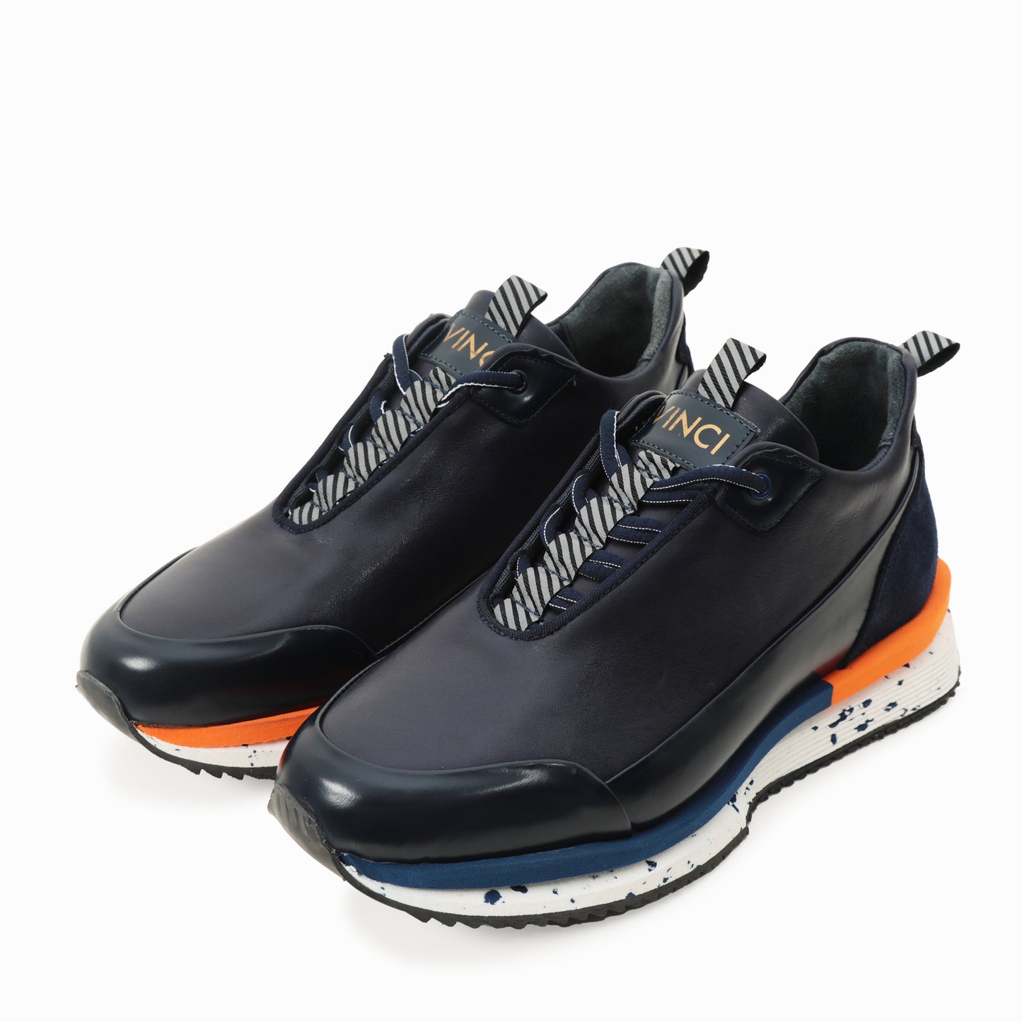 Zapatillas de cuero azul marino Milford para hombre