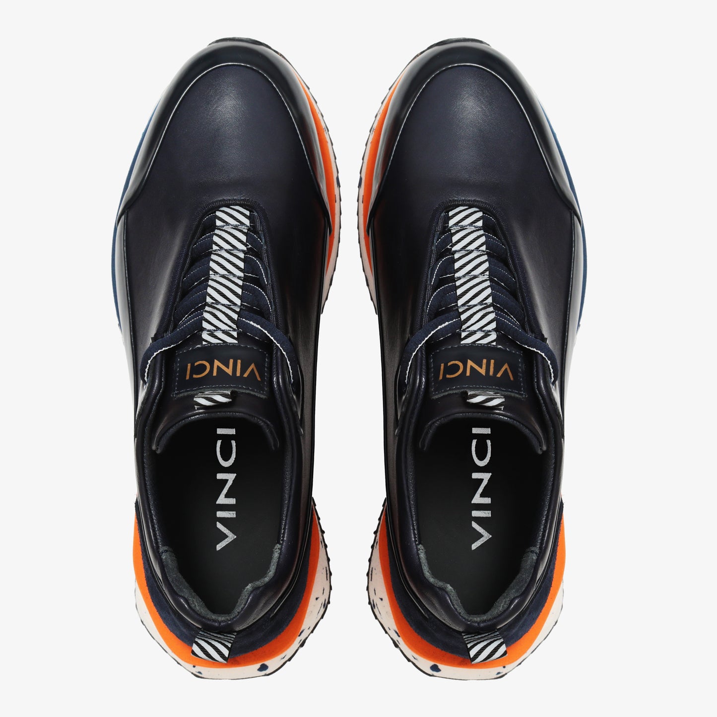 Zapatillas de cuero azul marino Milford para hombre