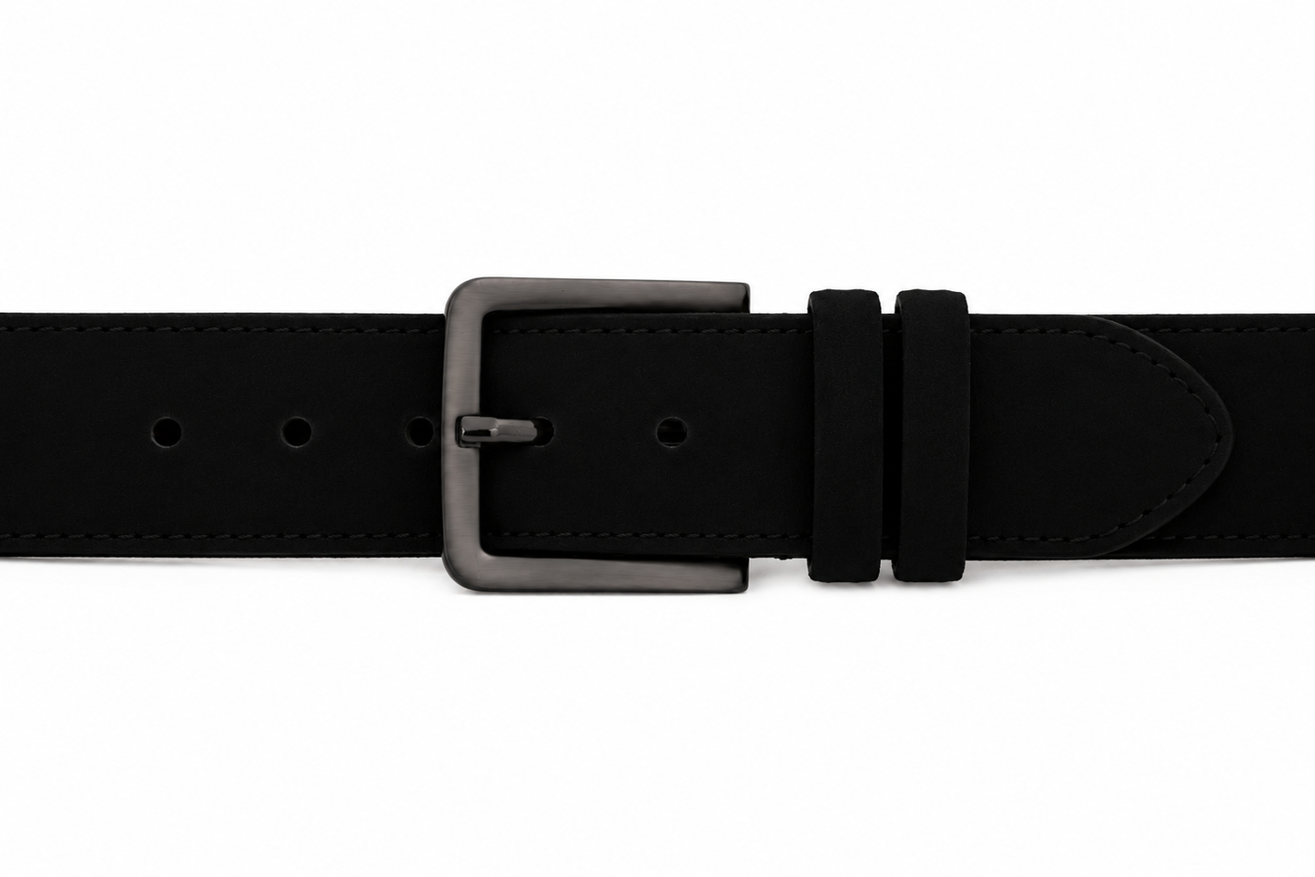 The Bari Black Suede Leather Belt