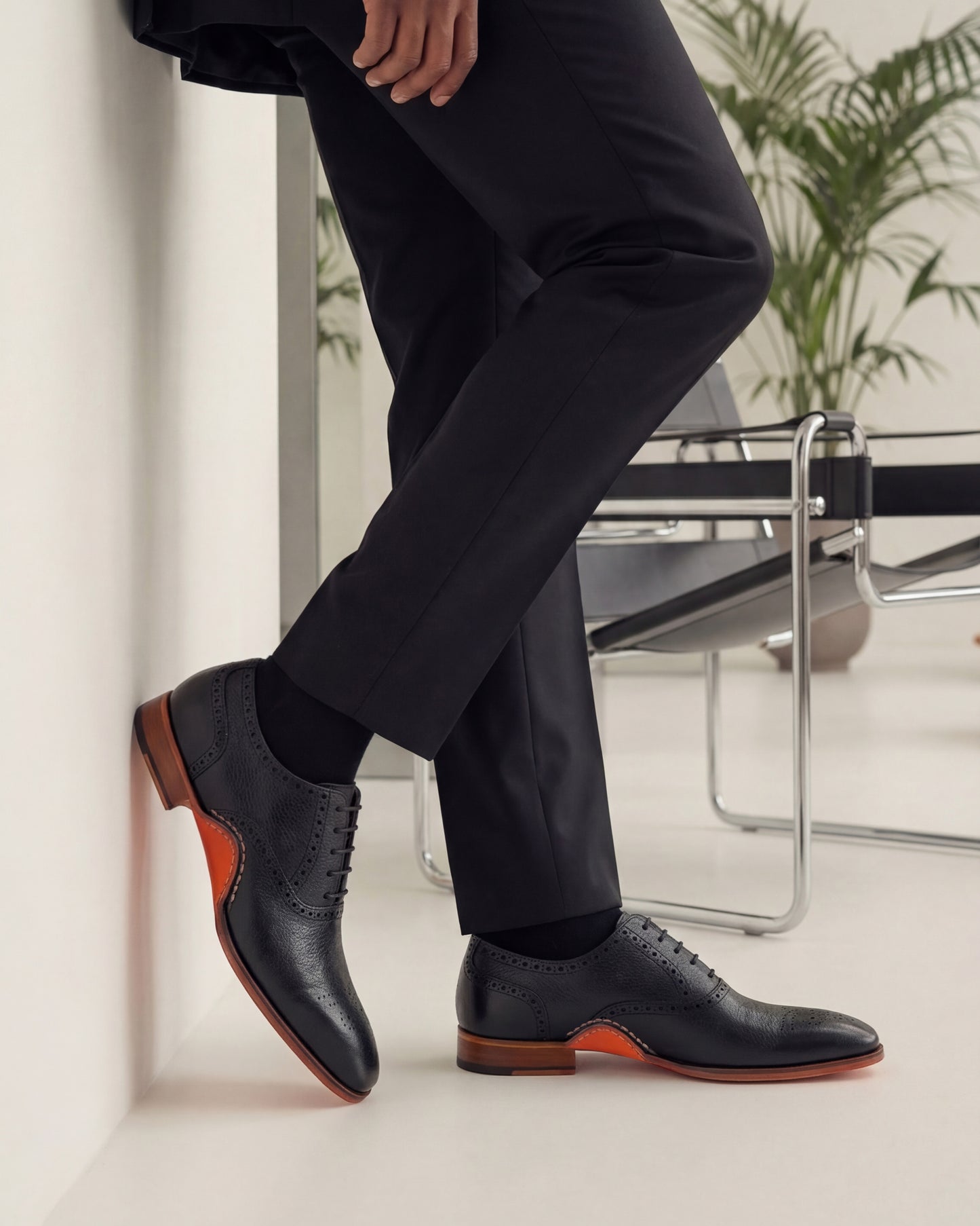 The Draco Handmade Black Semi Brogue Oxford Men Shoe