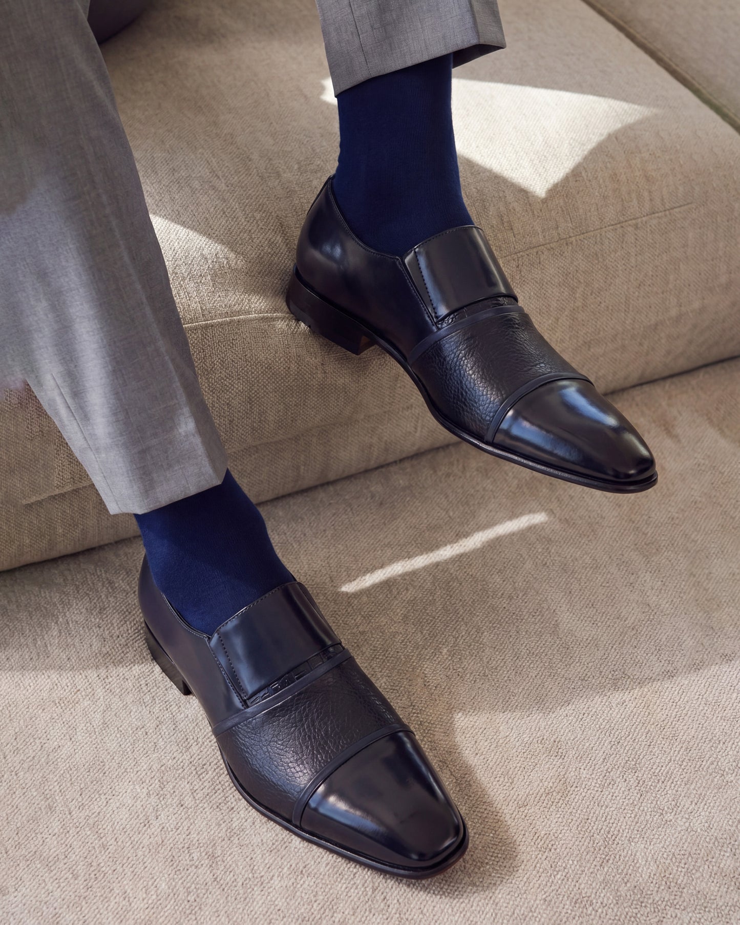 The Everest Navy Leather Cap Toe Dress Loafer Men Shoe