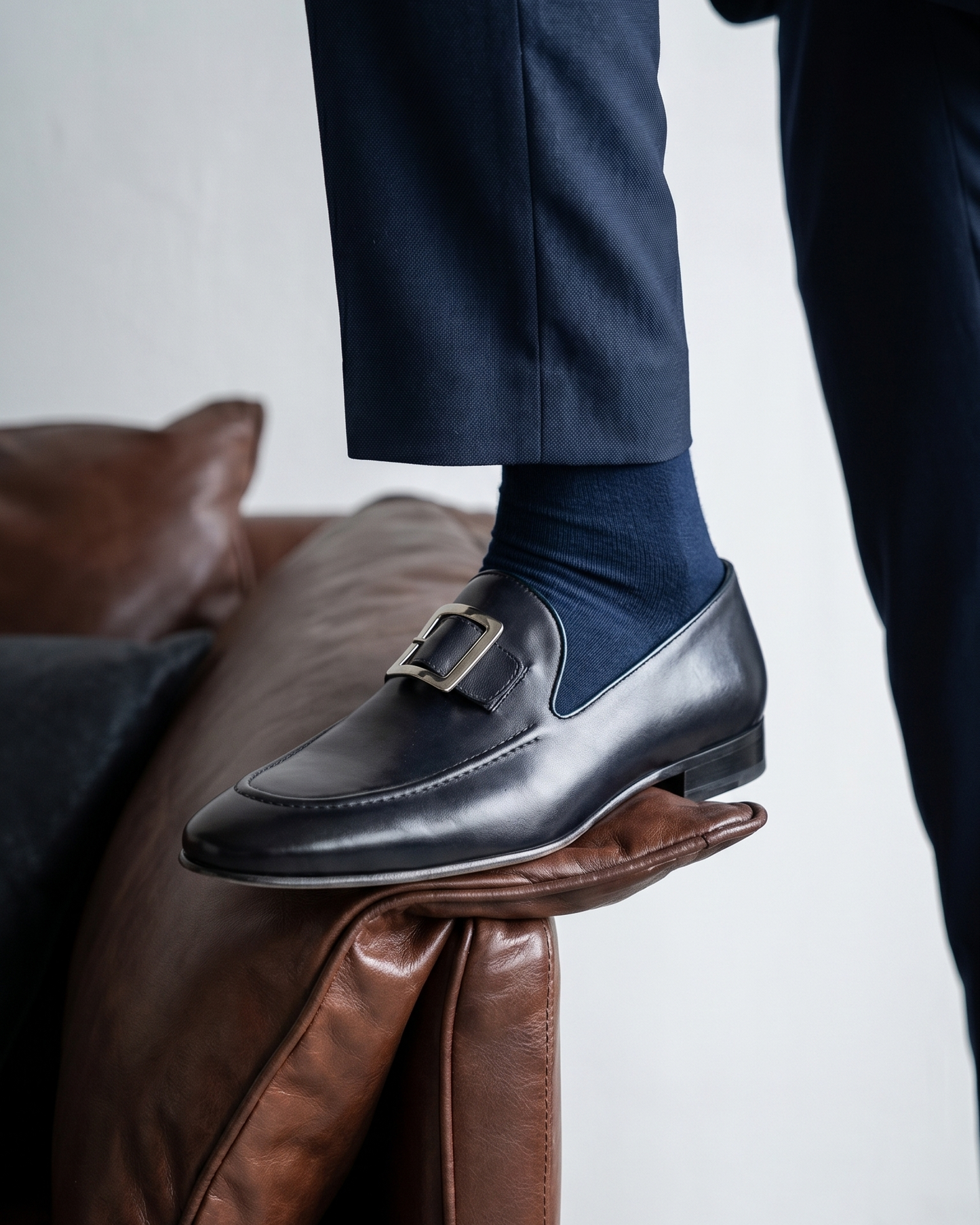 The Astoria Navy Buffalo Leather Men’s Loafer