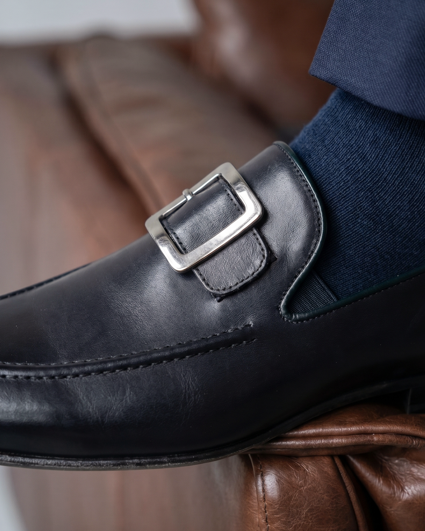 The Astoria Navy Buffalo Leather Men’s Loafer