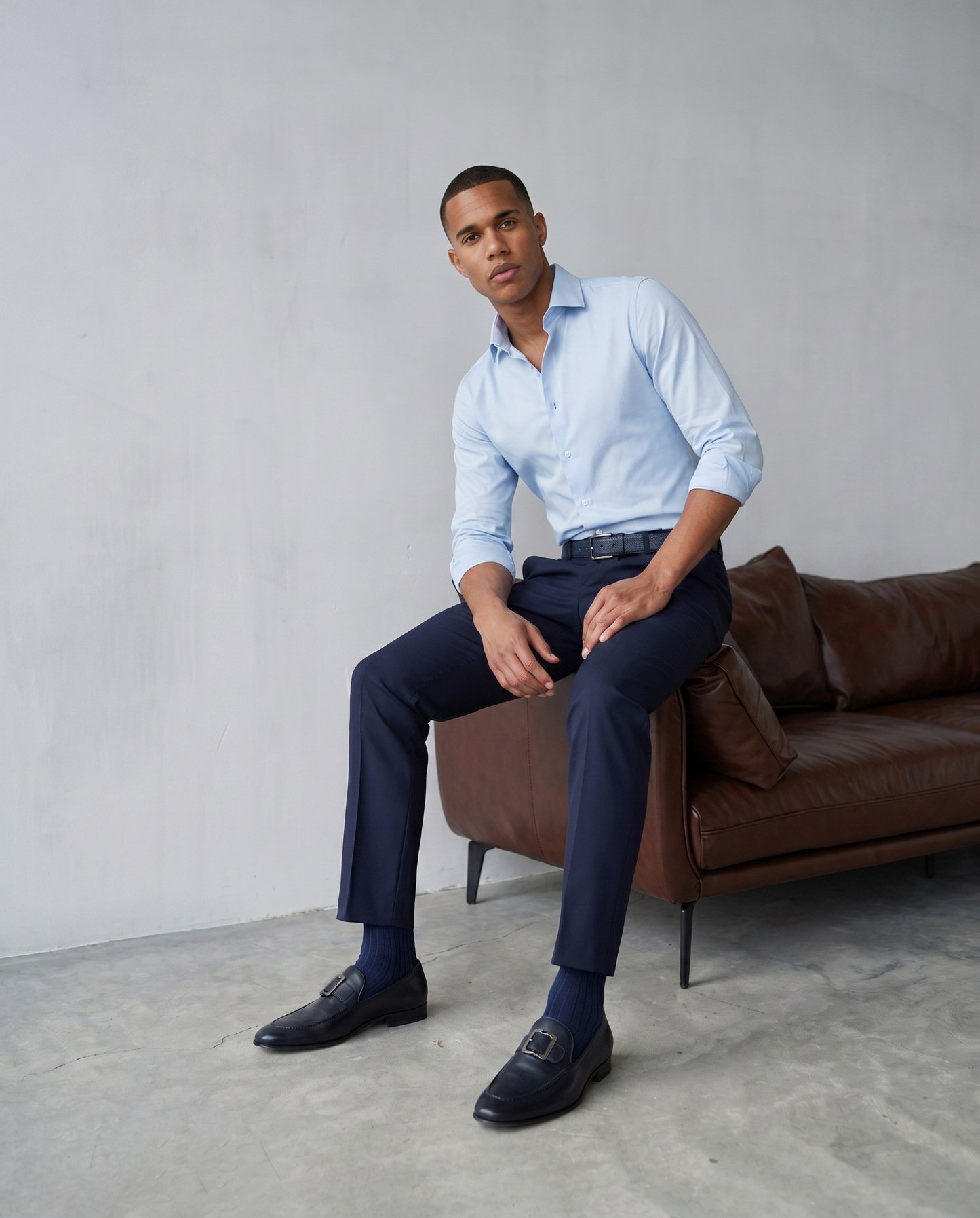 The Astoria Navy Buffalo Leather Men’s Loafer