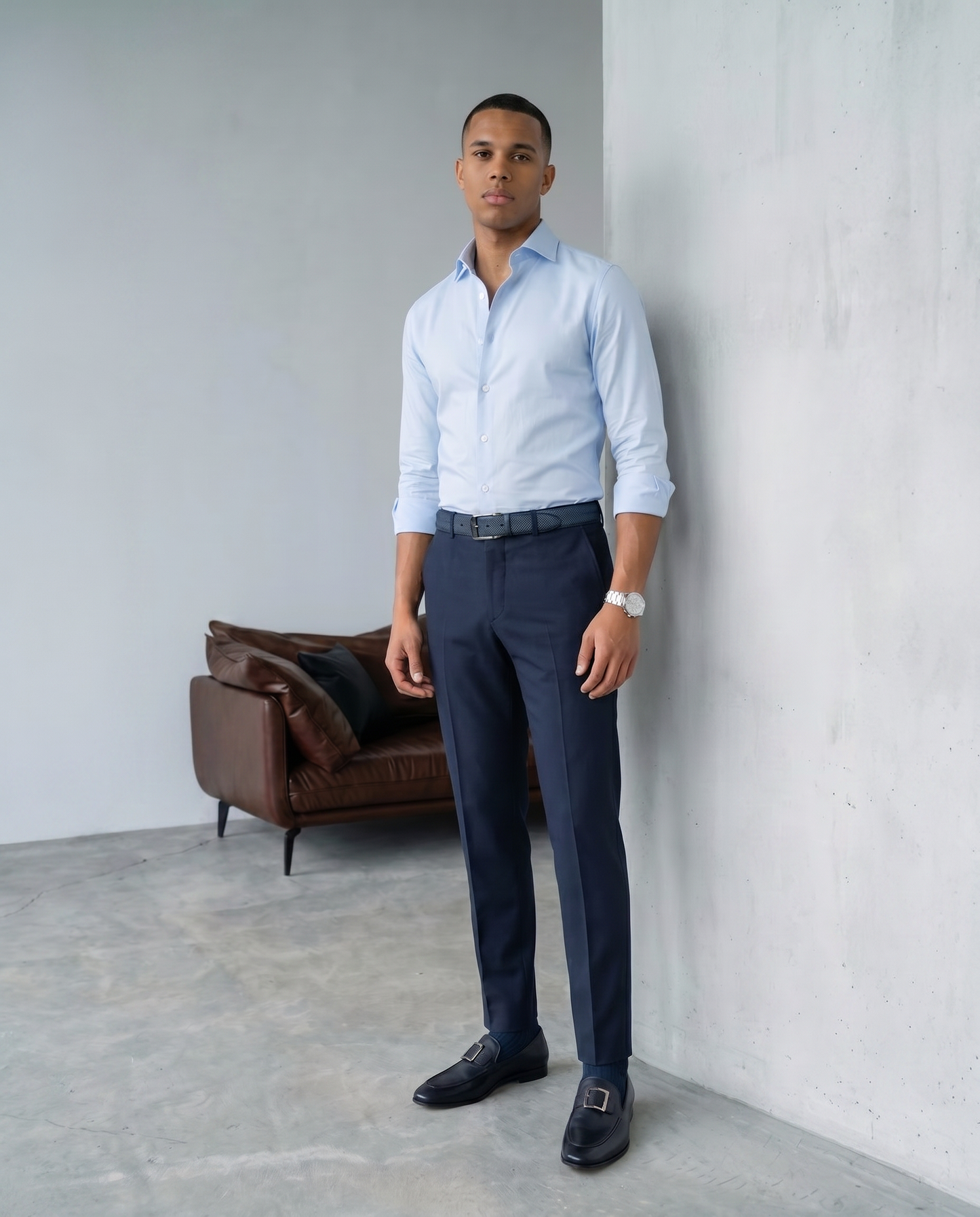 The Astoria Navy Buffalo Leather Men’s Loafer