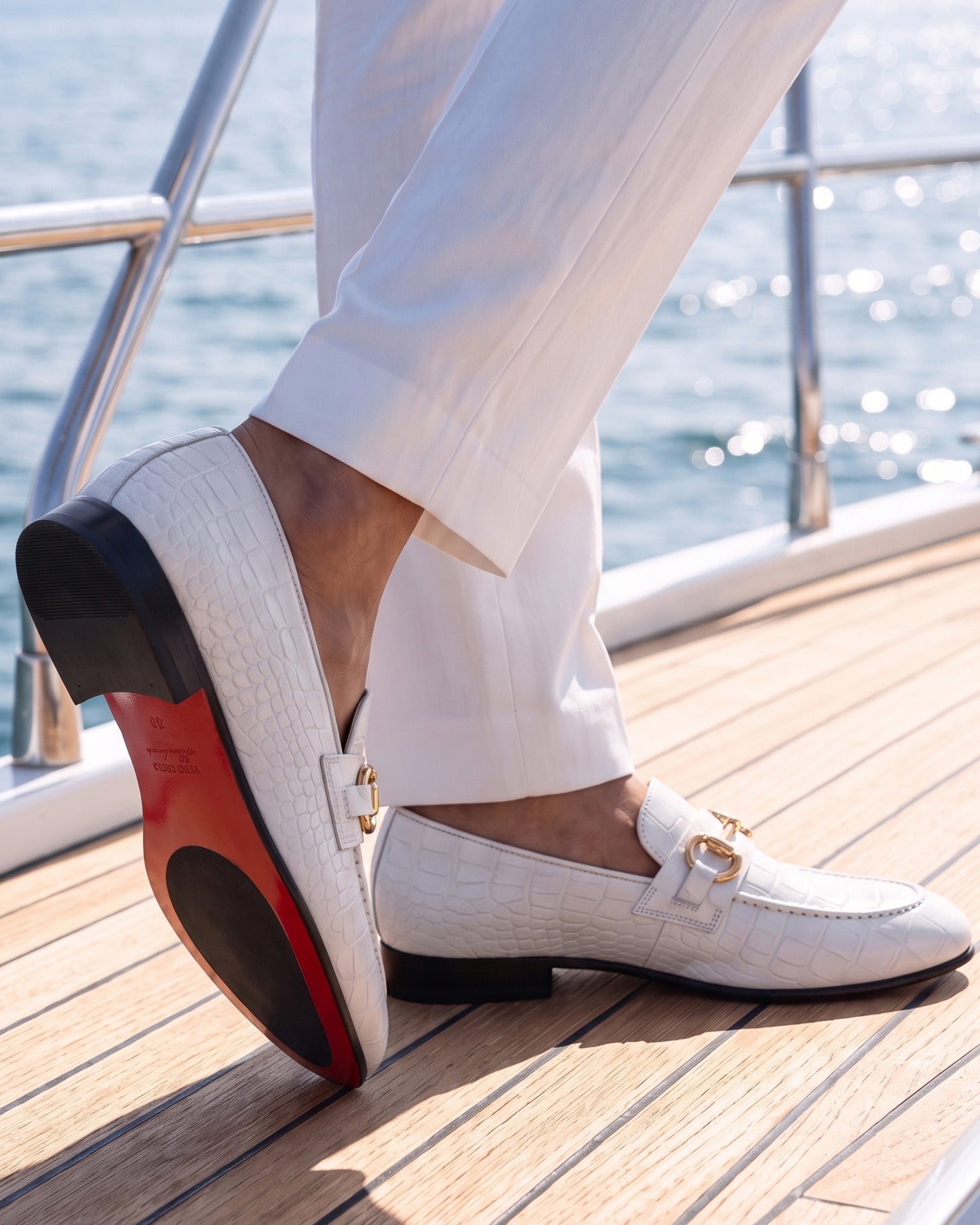 Mocasín de piel blanca para hombre de Monaco