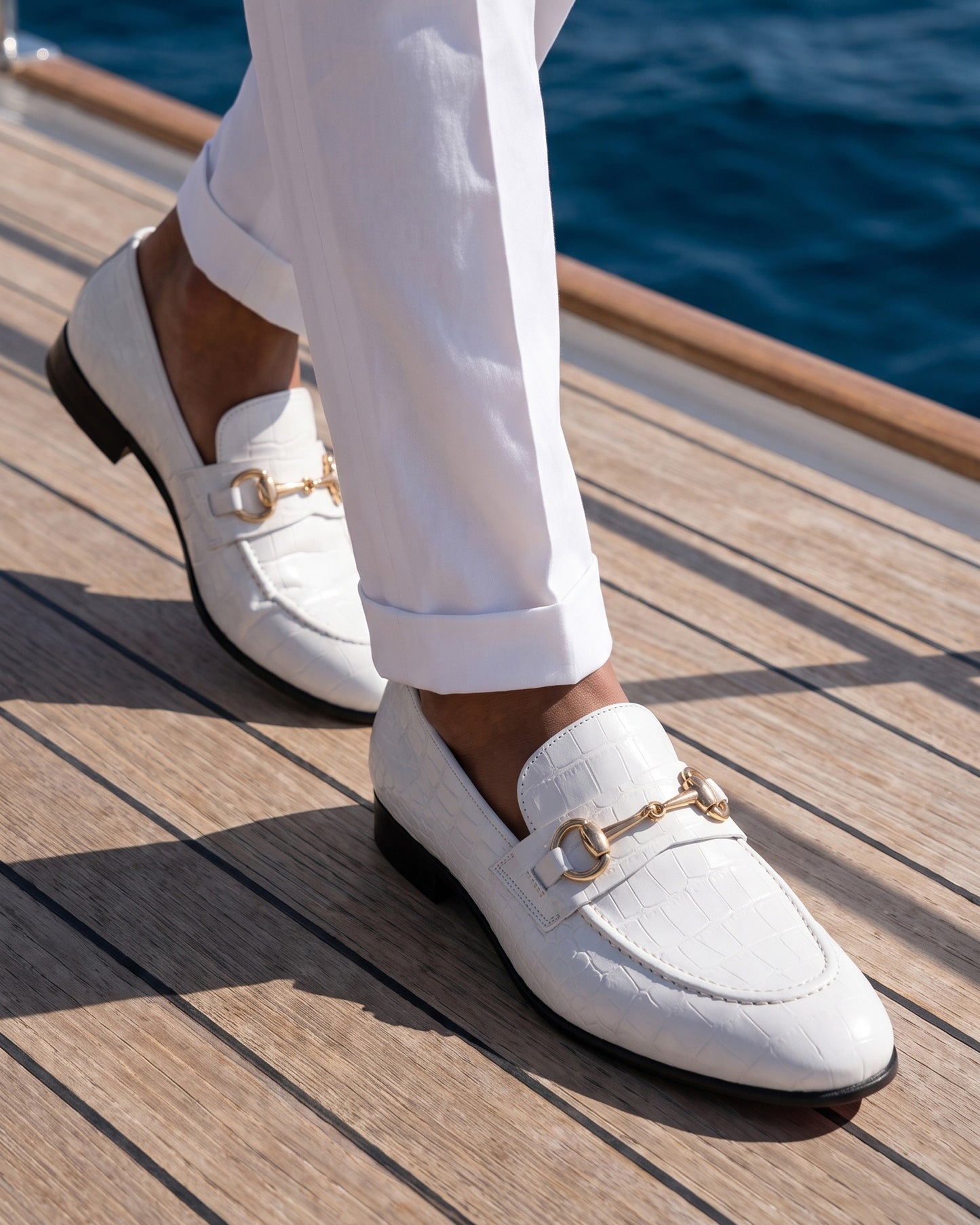 Mocasín de piel blanca para hombre de Monaco