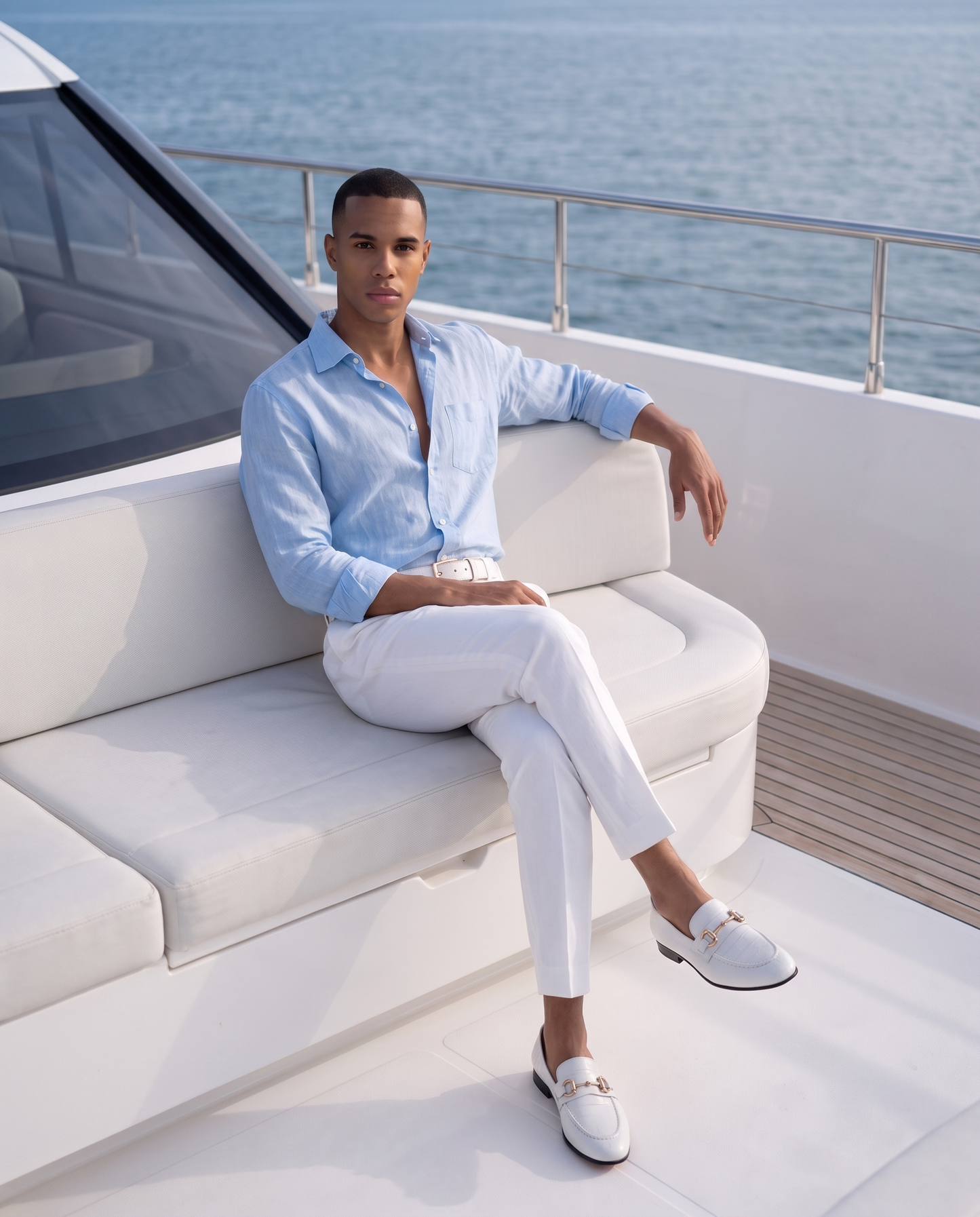 Mocasín de piel blanca para hombre de Monaco