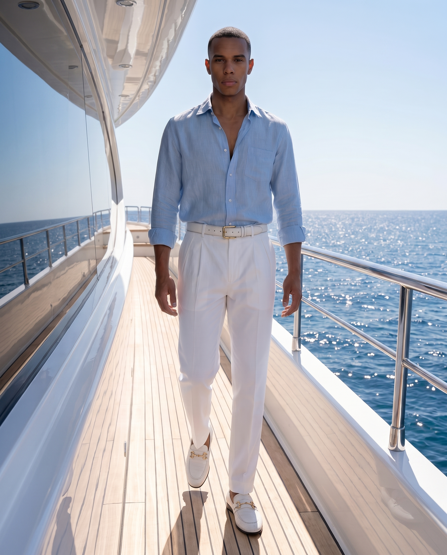 Mocasín de piel blanca para hombre de Monaco