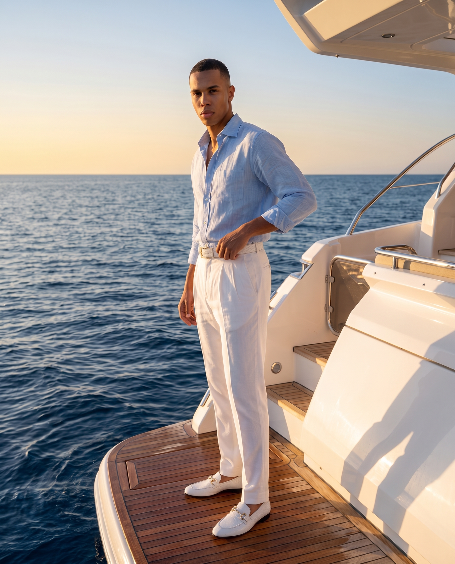 Mocasín de piel blanca para hombre de Monaco