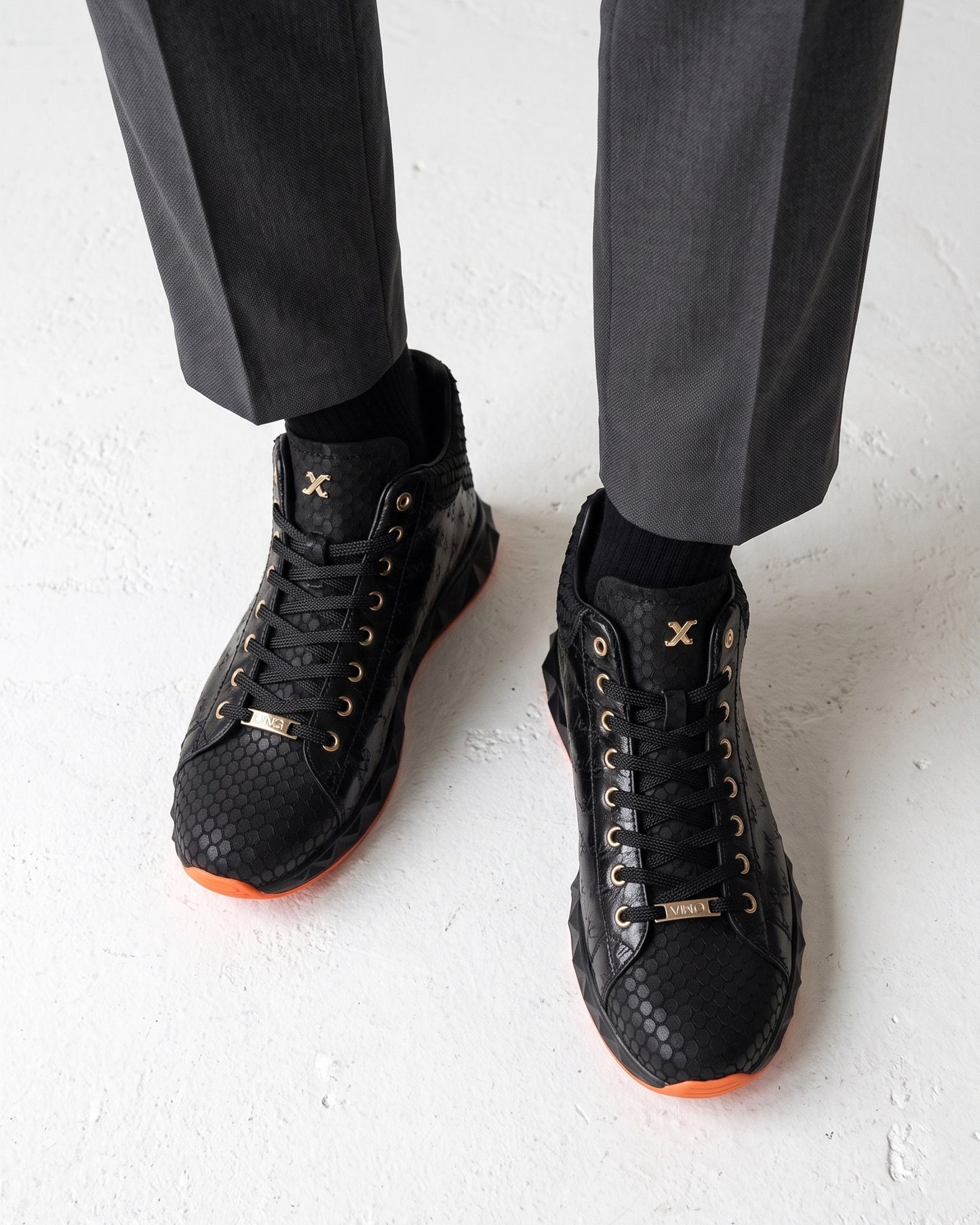 Zapatillas altas de cuero negro para hombre The Caesars