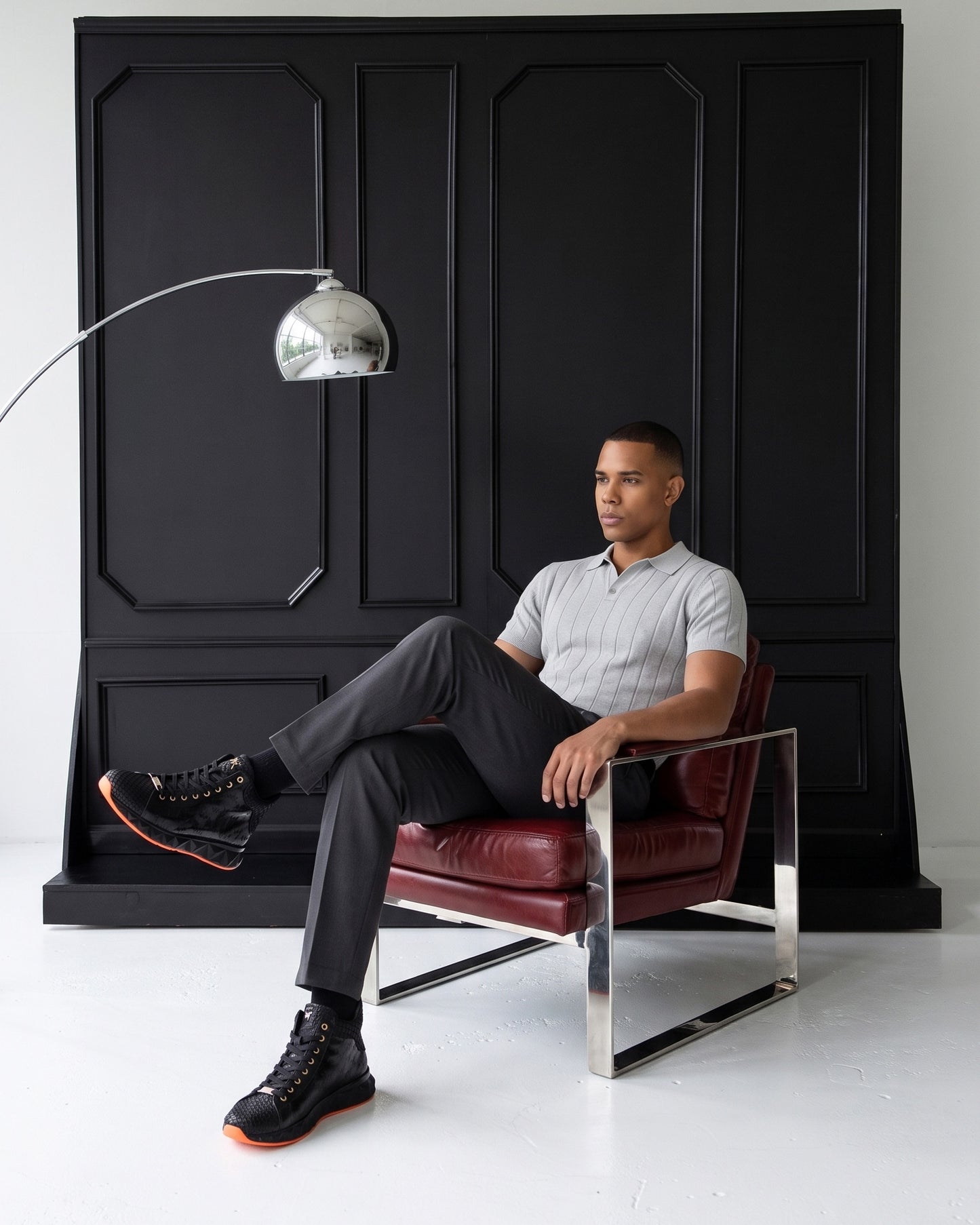 Zapatillas altas de cuero negro para hombre The Caesars