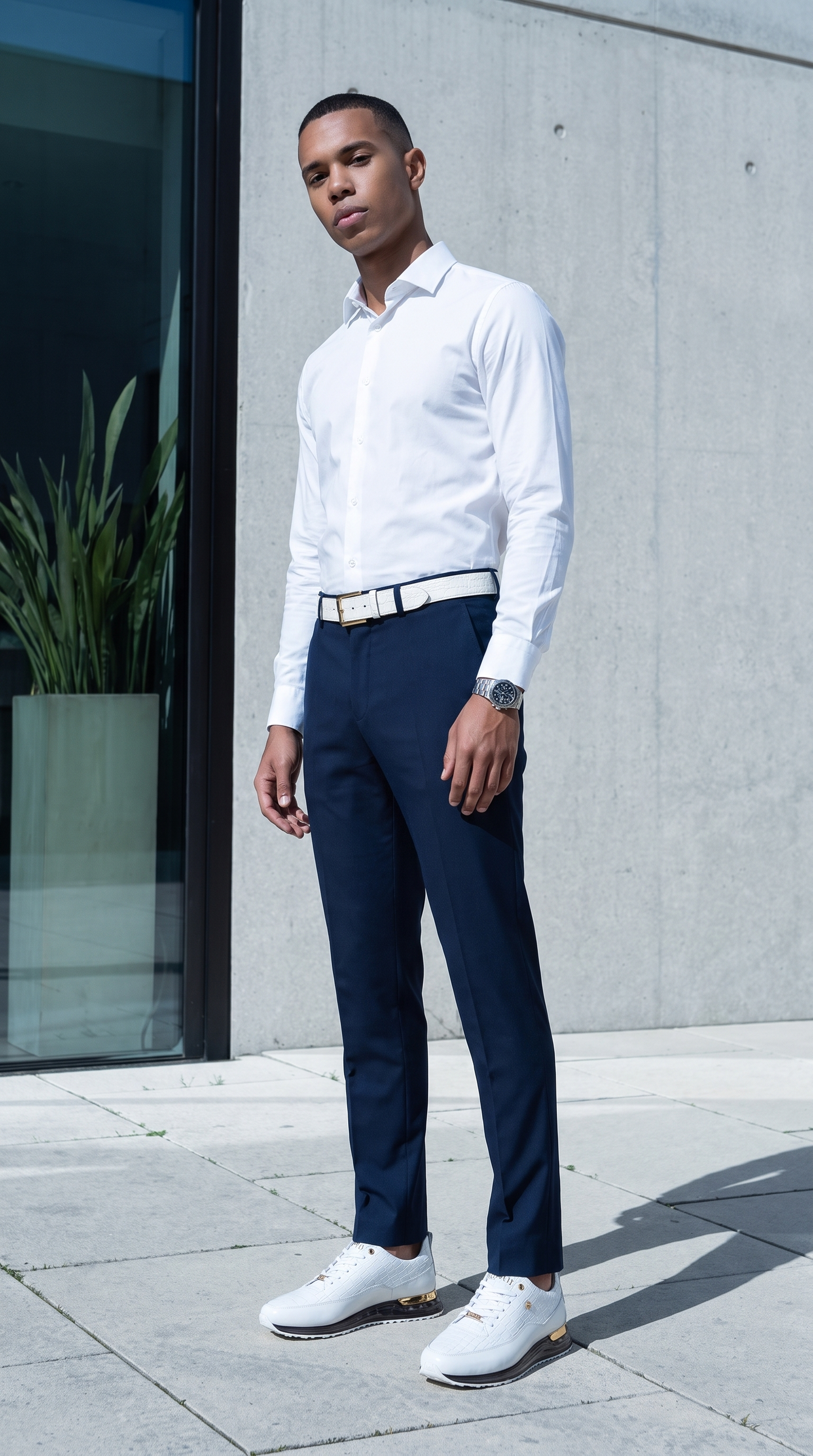 Zapatillas blancas de cuero para hombre Marseille