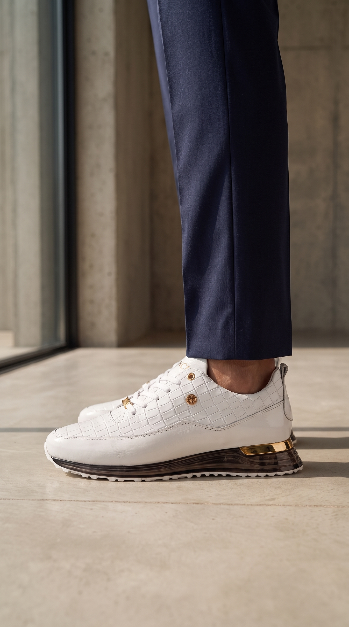 Zapatillas blancas de cuero para hombre Marseille
