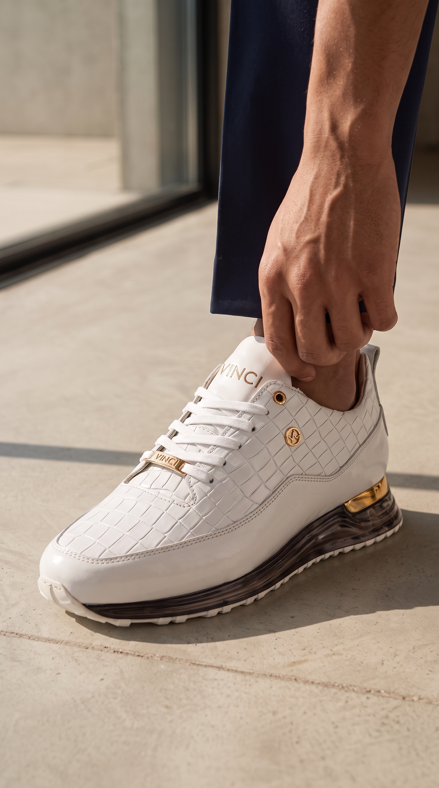 Zapatillas blancas de cuero para hombre Marseille