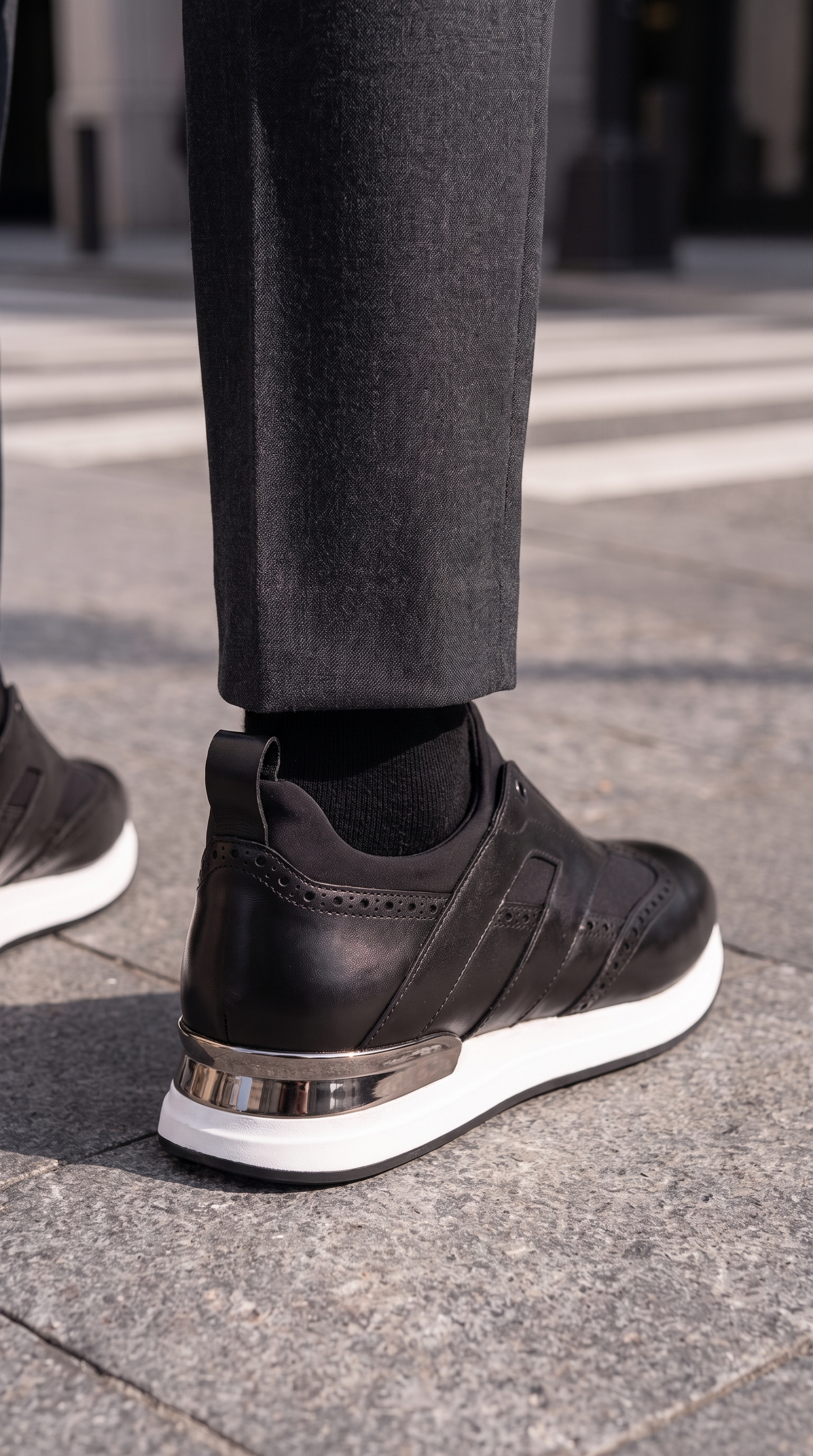 حذاء سنيكر رجالي من الجلد الأسود Arcadia
