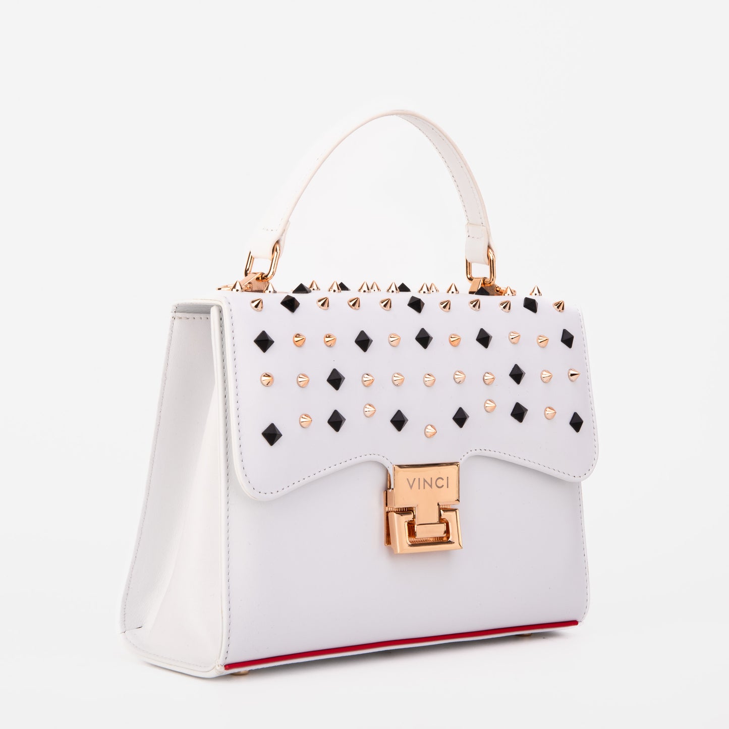 The Infanta White Spike Leather Handbag
