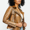 The Queen Pythn Skin Tan Leather Women Jacket