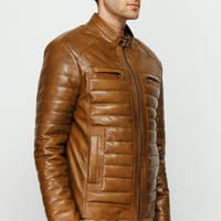 The Wilkerson Tan Leather Men Jacket