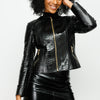 The Mekke Pythn Skin Black Leather Women Jacket