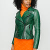 The Pythn Skin Green Leather Women Jacket