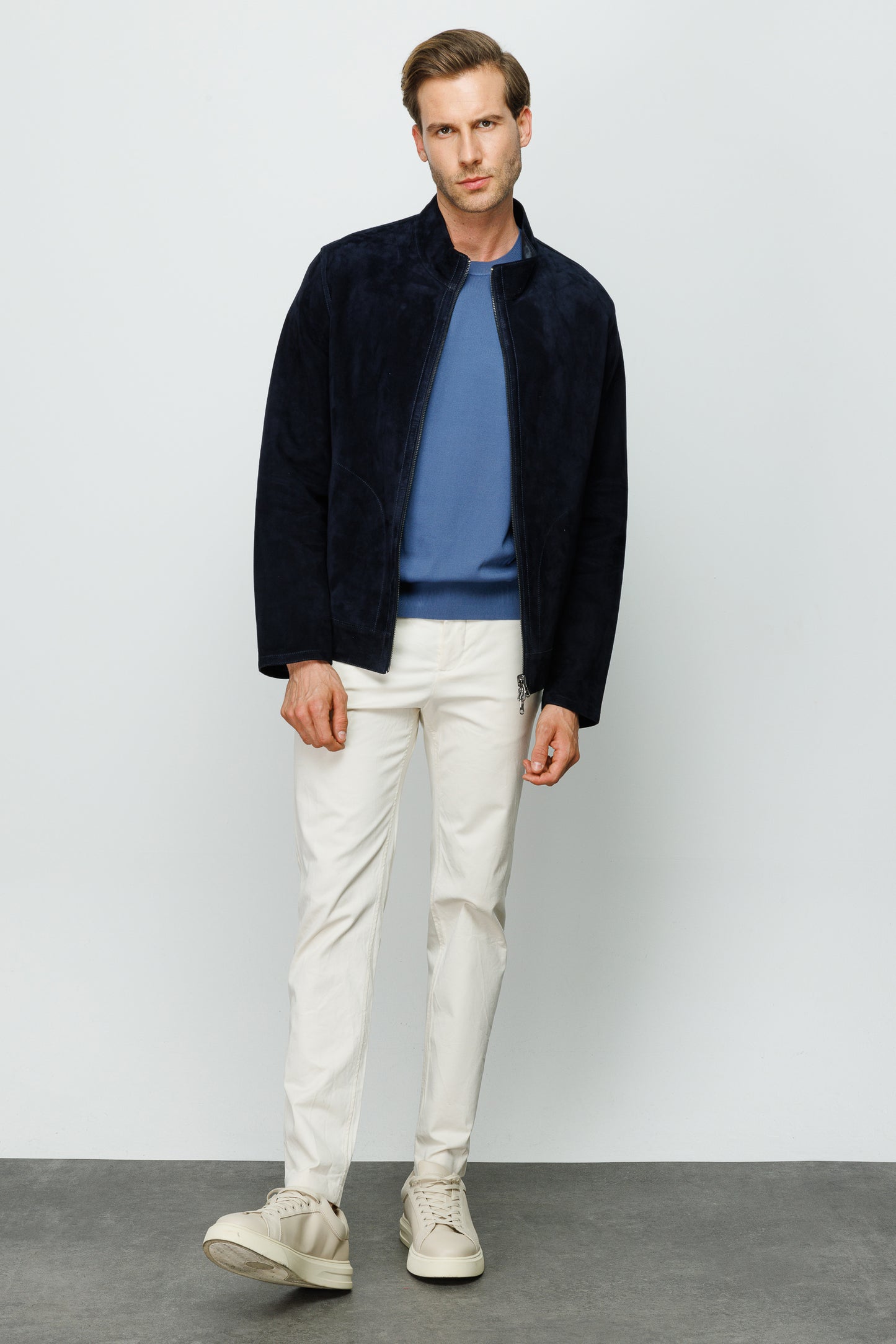 La chaqueta de cuero Alba Navy para hombre 