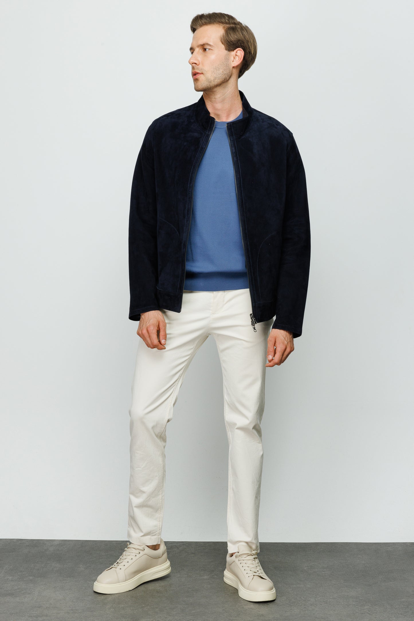 La chaqueta de cuero Alba Navy para hombre 