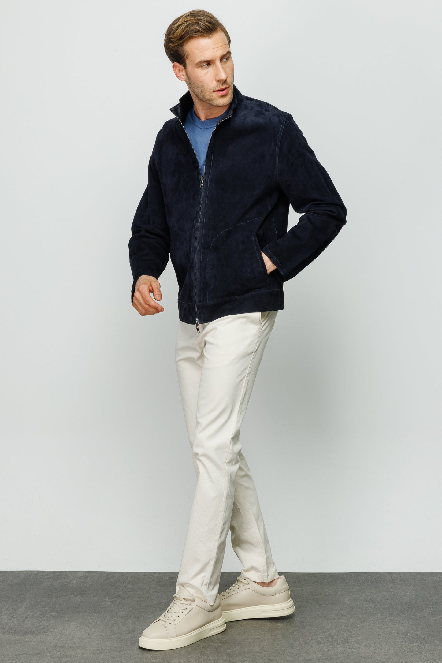 La chaqueta de cuero Alba Navy para hombre 