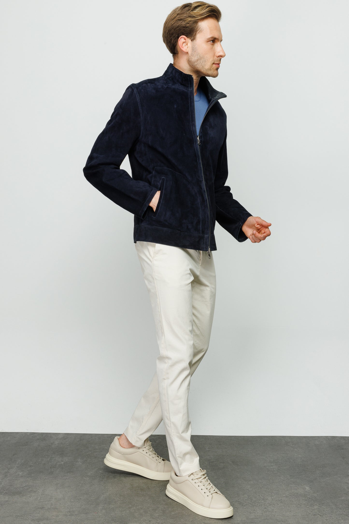 La chaqueta de cuero Alba Navy para hombre 