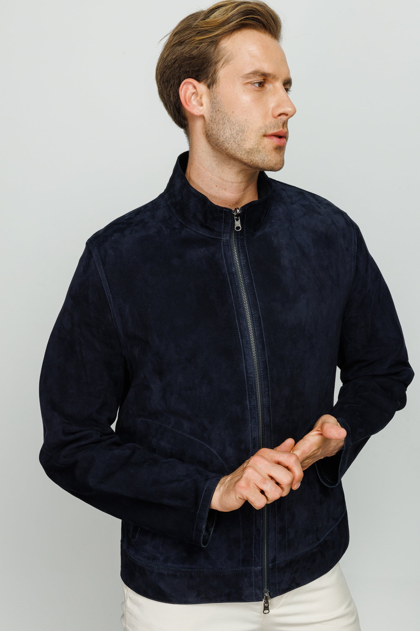 La chaqueta de cuero Alba Navy para hombre 
