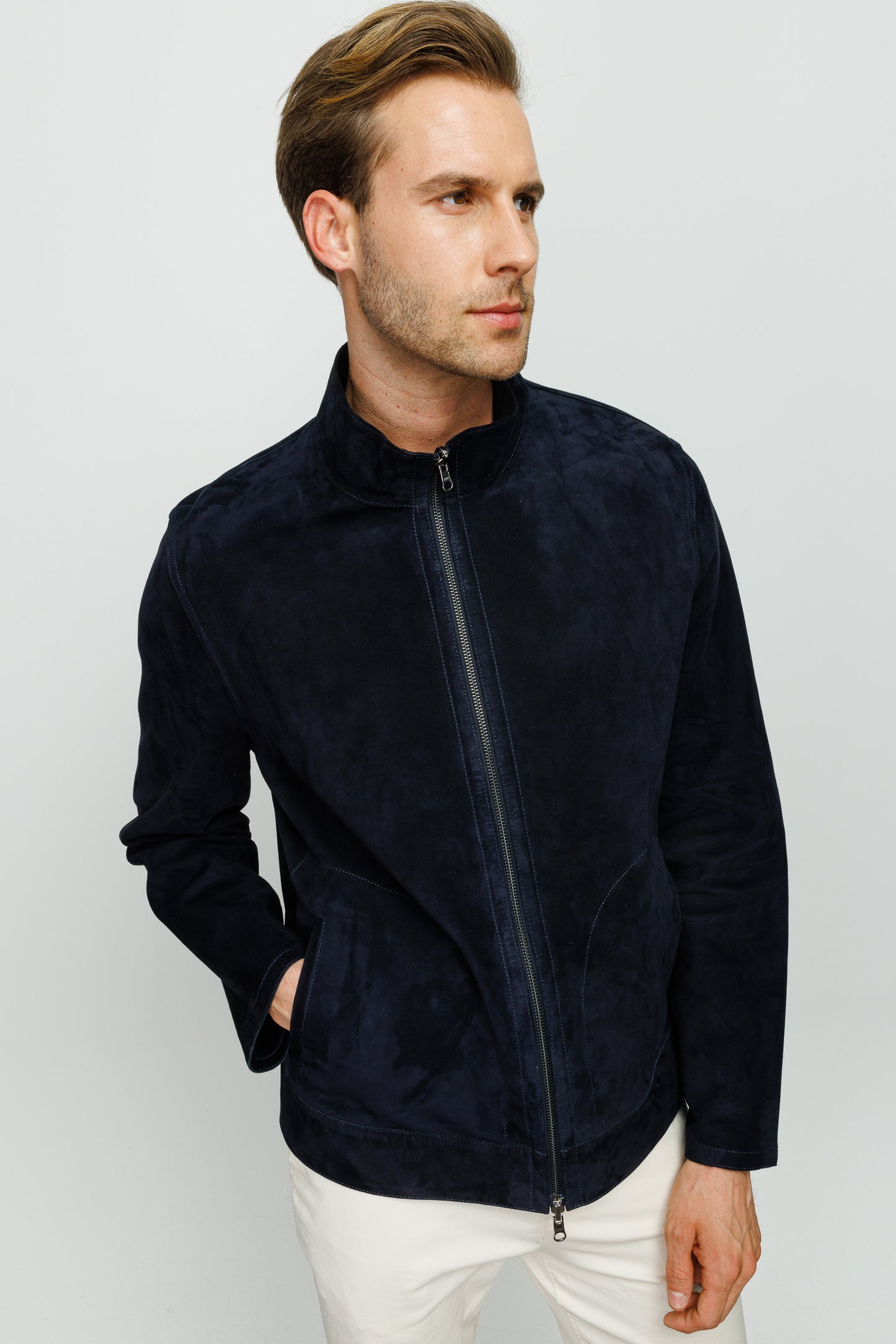 La chaqueta de cuero Alba Navy para hombre 