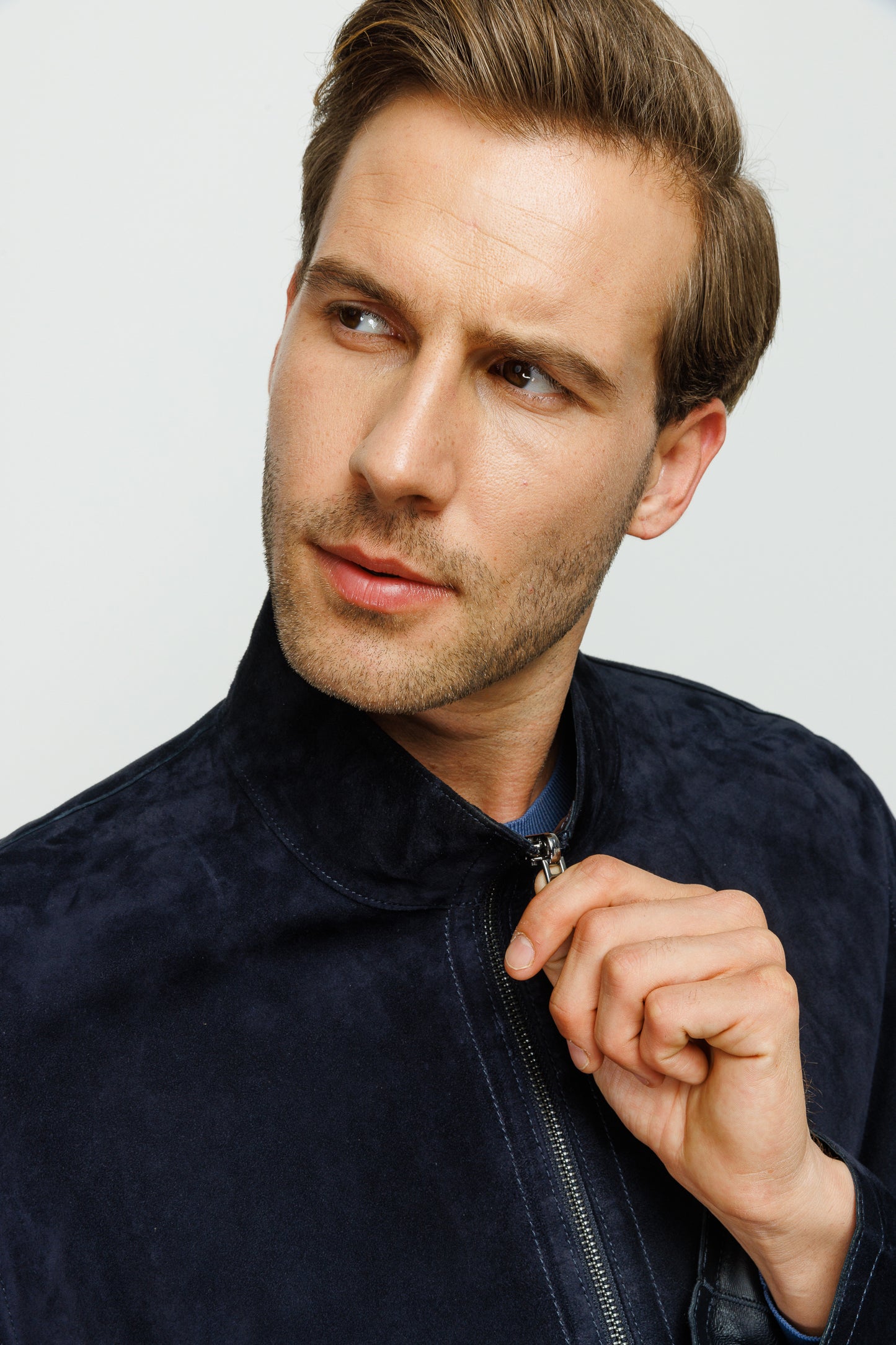 La chaqueta de cuero Alba Navy para hombre 