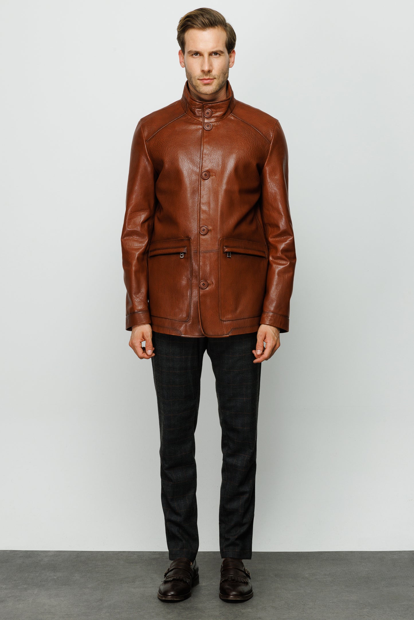 La chaqueta de cuero marrón Barclay para hombre 