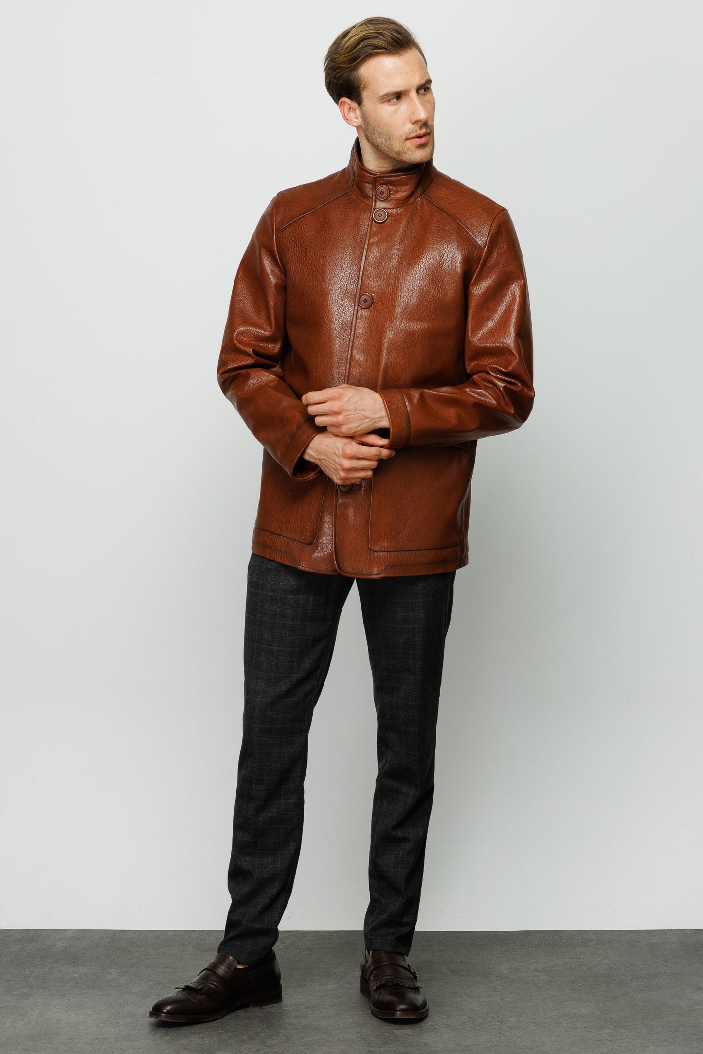 La chaqueta de cuero marrón Barclay para hombre 