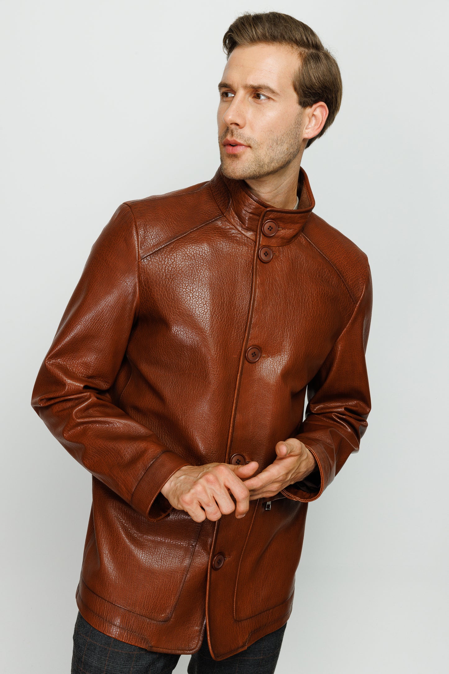 La chaqueta de cuero marrón Barclay para hombre 