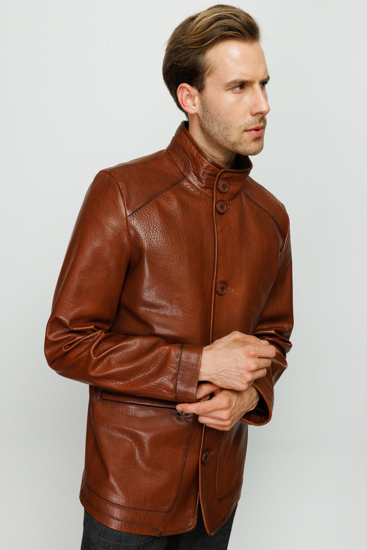 La chaqueta de cuero marrón Barclay para hombre 