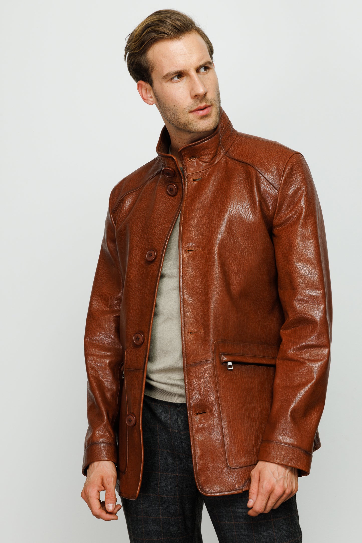 La chaqueta de cuero marrón Barclay para hombre 
