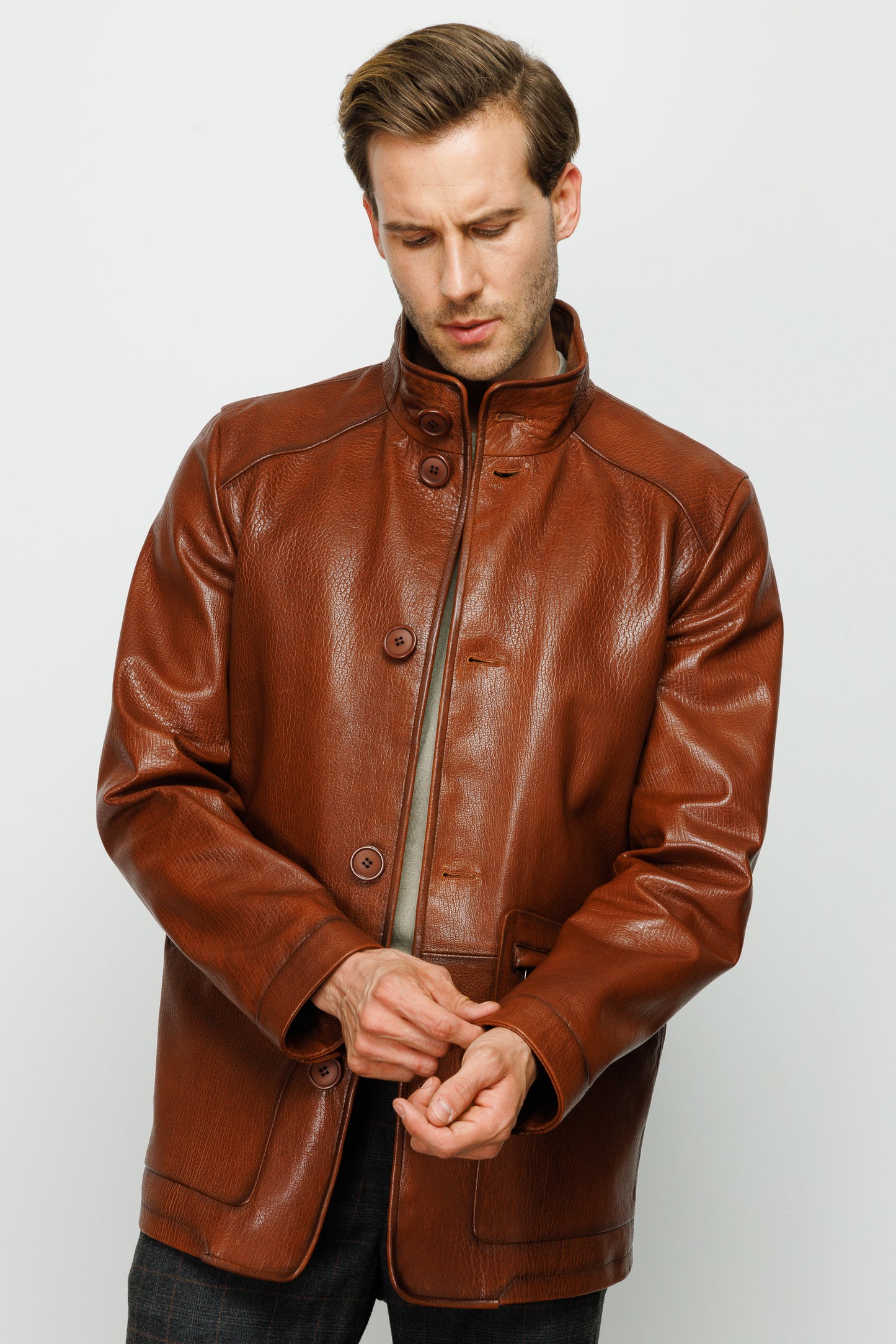 La chaqueta de cuero marrón Barclay para hombre 