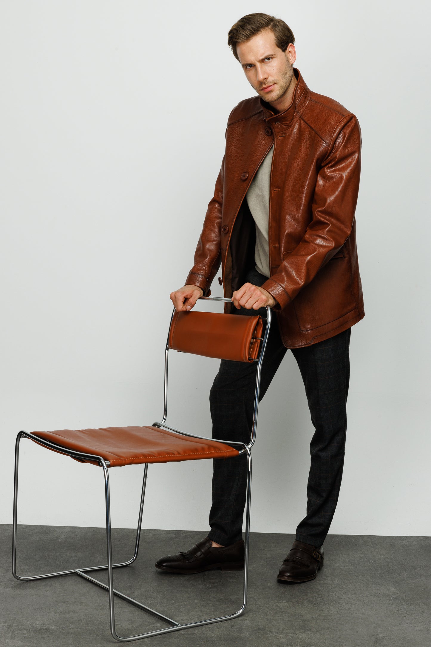 La chaqueta de cuero marrón Barclay para hombre 