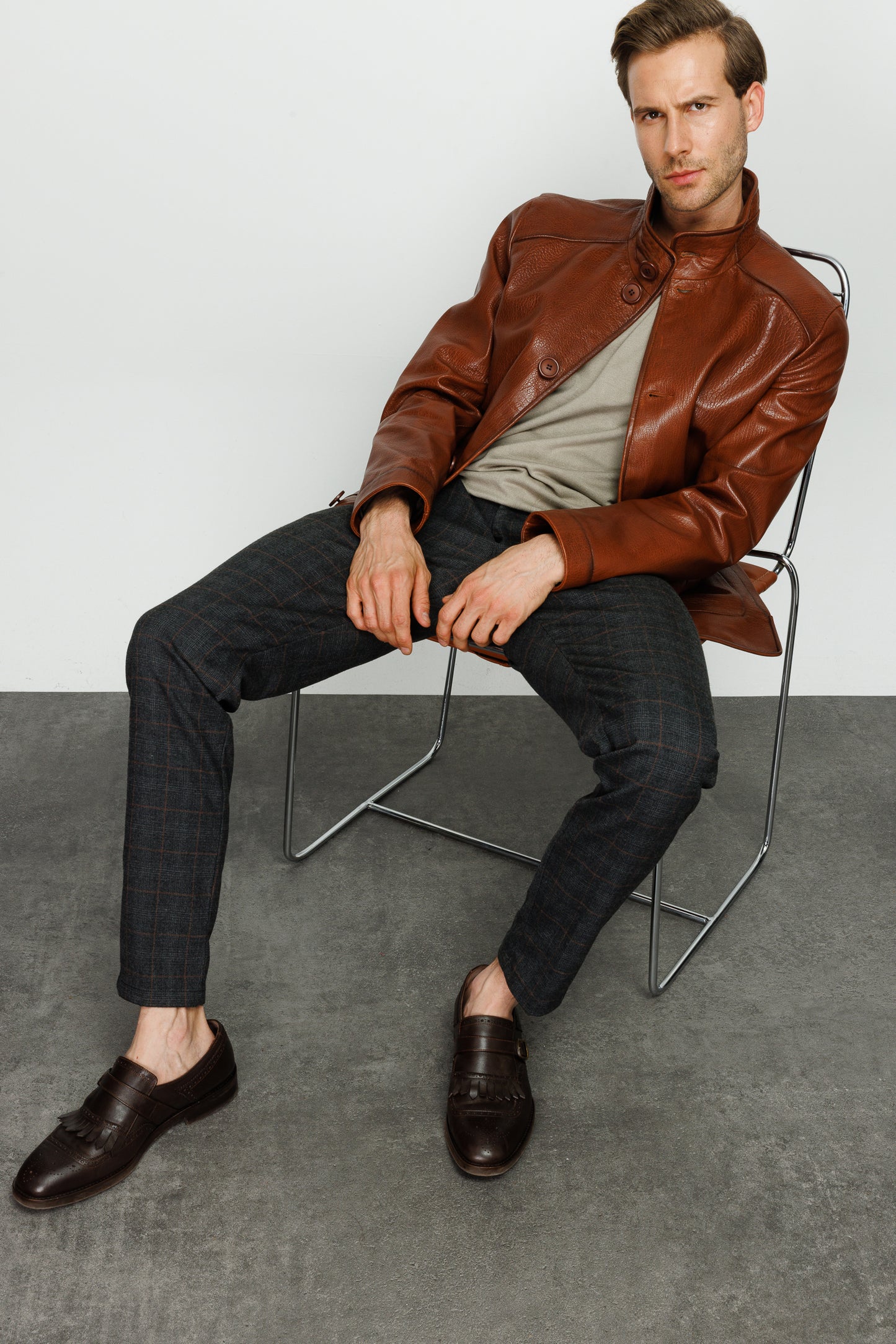 La chaqueta de cuero marrón Barclay para hombre 