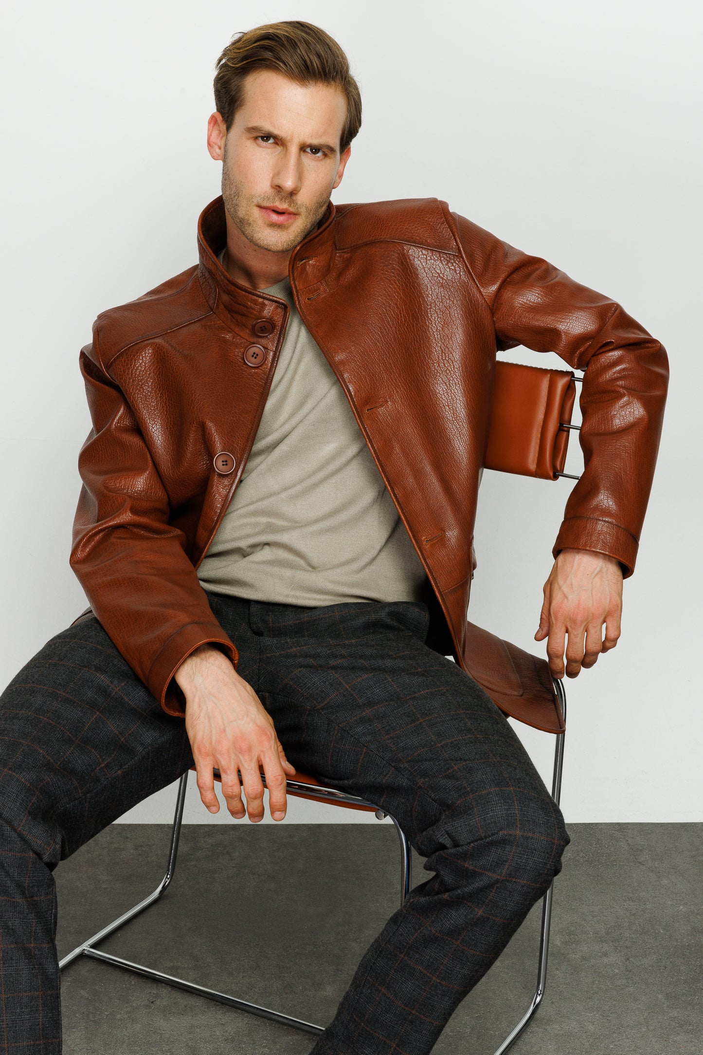 La chaqueta de cuero marrón Barclay para hombre 
