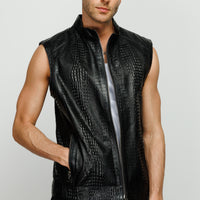 Chaqueta de cuero negra Veyo para hombre 