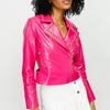 The Macera Pink Leather Women Jacket